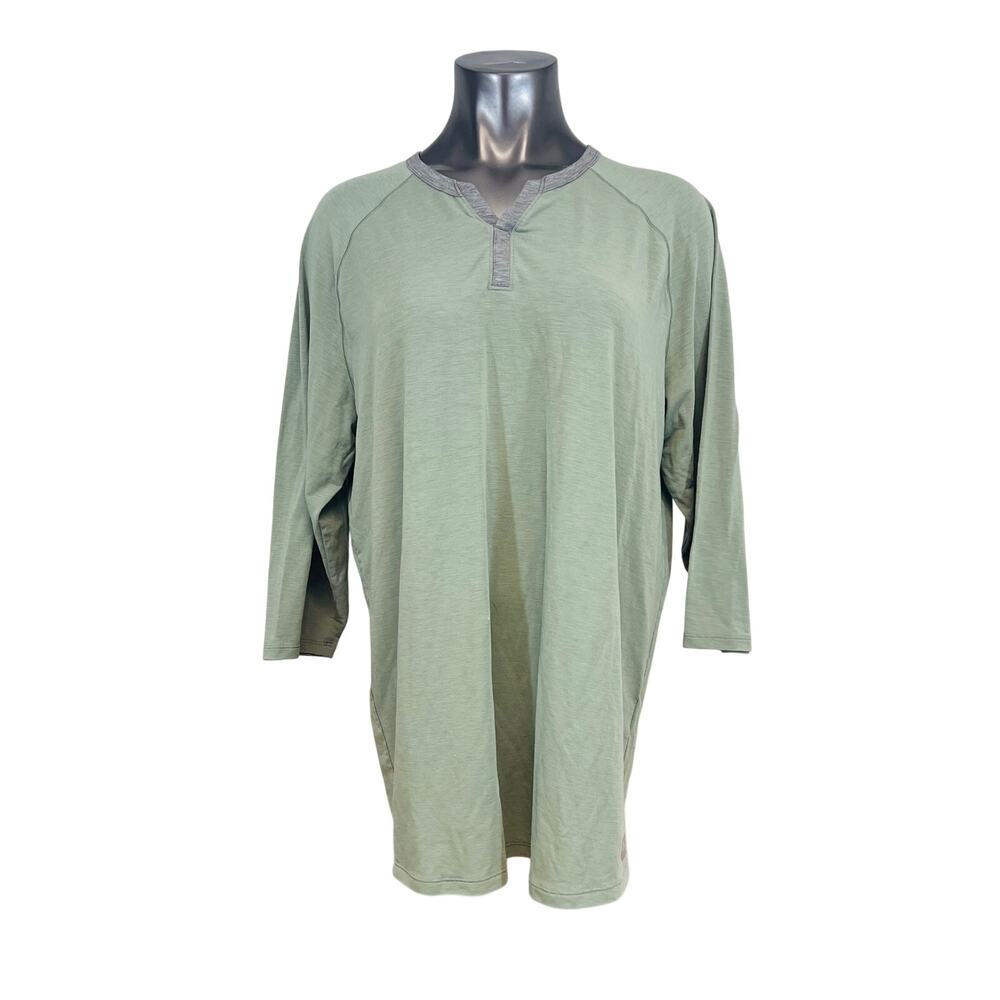 Under Armour Womens T-Shirt Raglan 3/4 Sleeve V-Neck Sage Green Gray Celliant XL